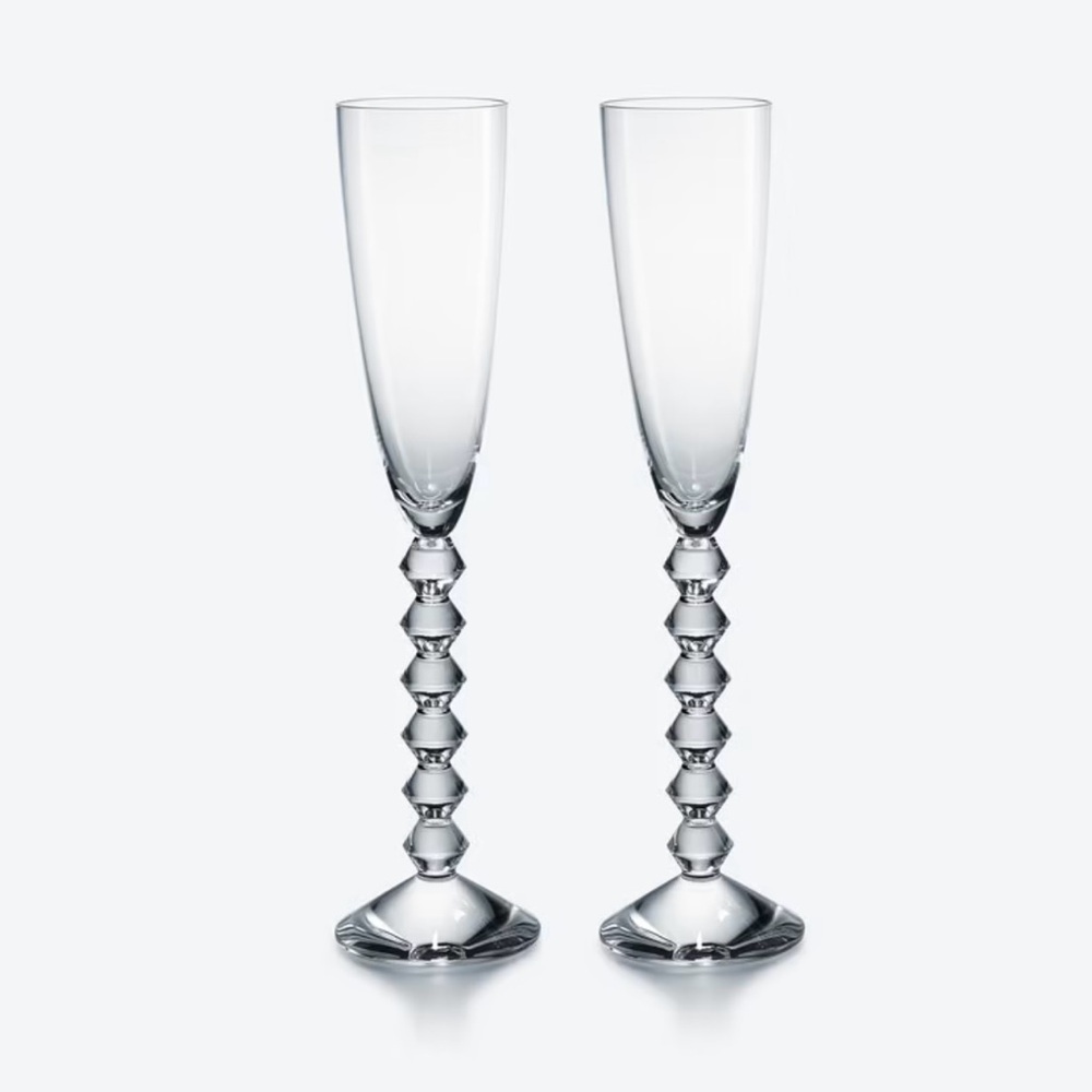 Baccarat crystal Vega Flutissimo Champagne Flutes set of 2 Wedding Gift